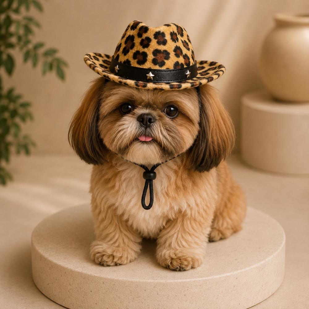 Sombrero Animal Print Marrón 13 Cm para Gatos y Perros