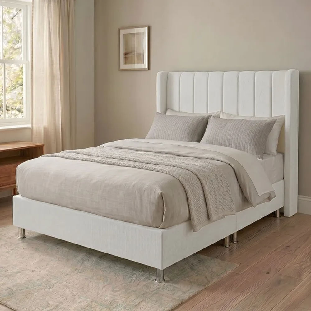 Cama Box Tarima Essenza + Cabecera Duna King - Blanco Multicolor
