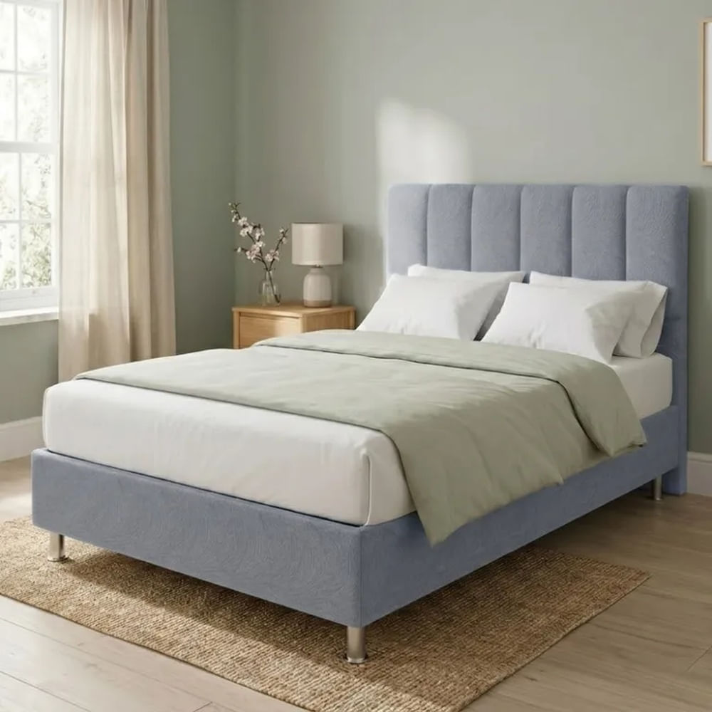 Cama Box Tarima Essenza + Cabecera Malva 2 Plazas - Gris Claro Multicolor