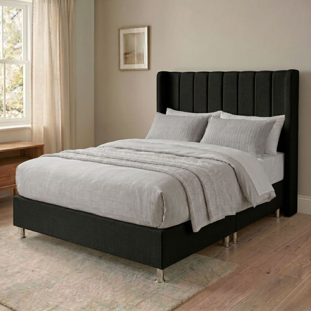 Cama Box Tarima Essenza + Cabecera Duna Queen - Negro Multicolor