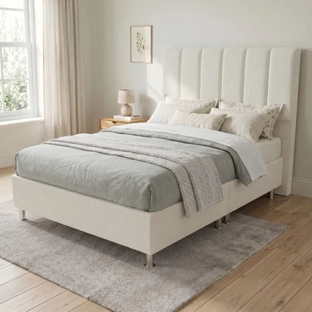 Cama Box Tarima Essenza + Cabecera Malva Queen - Blanco Multicolor