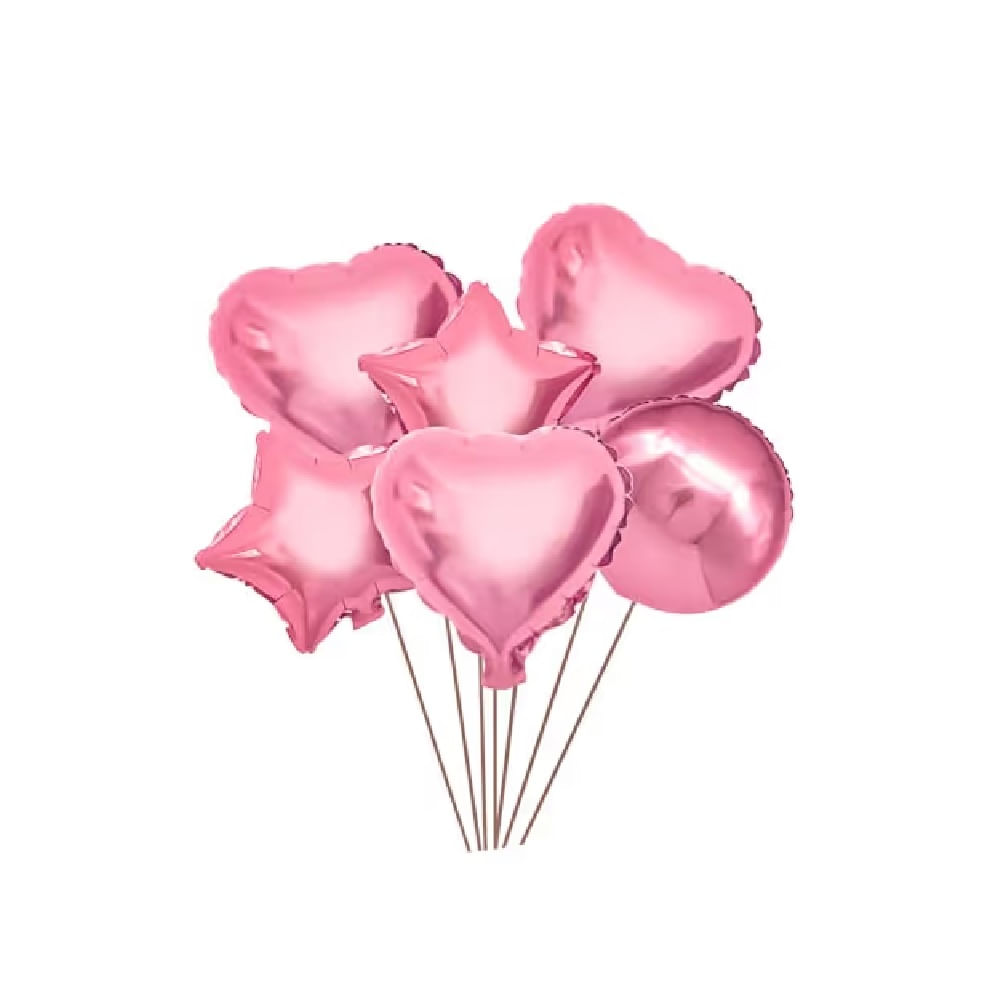 SAN VALENTIN - Globos metalicos mix siluetas rosado