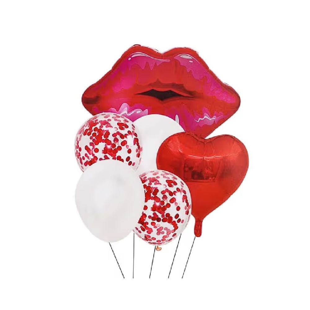 SAN VALENTIN - Globos labios corazon confetti