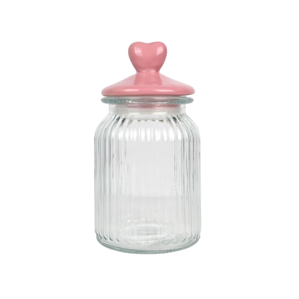 SAN VALENTIN - Envase de vidrio con tapa 950ml rosado