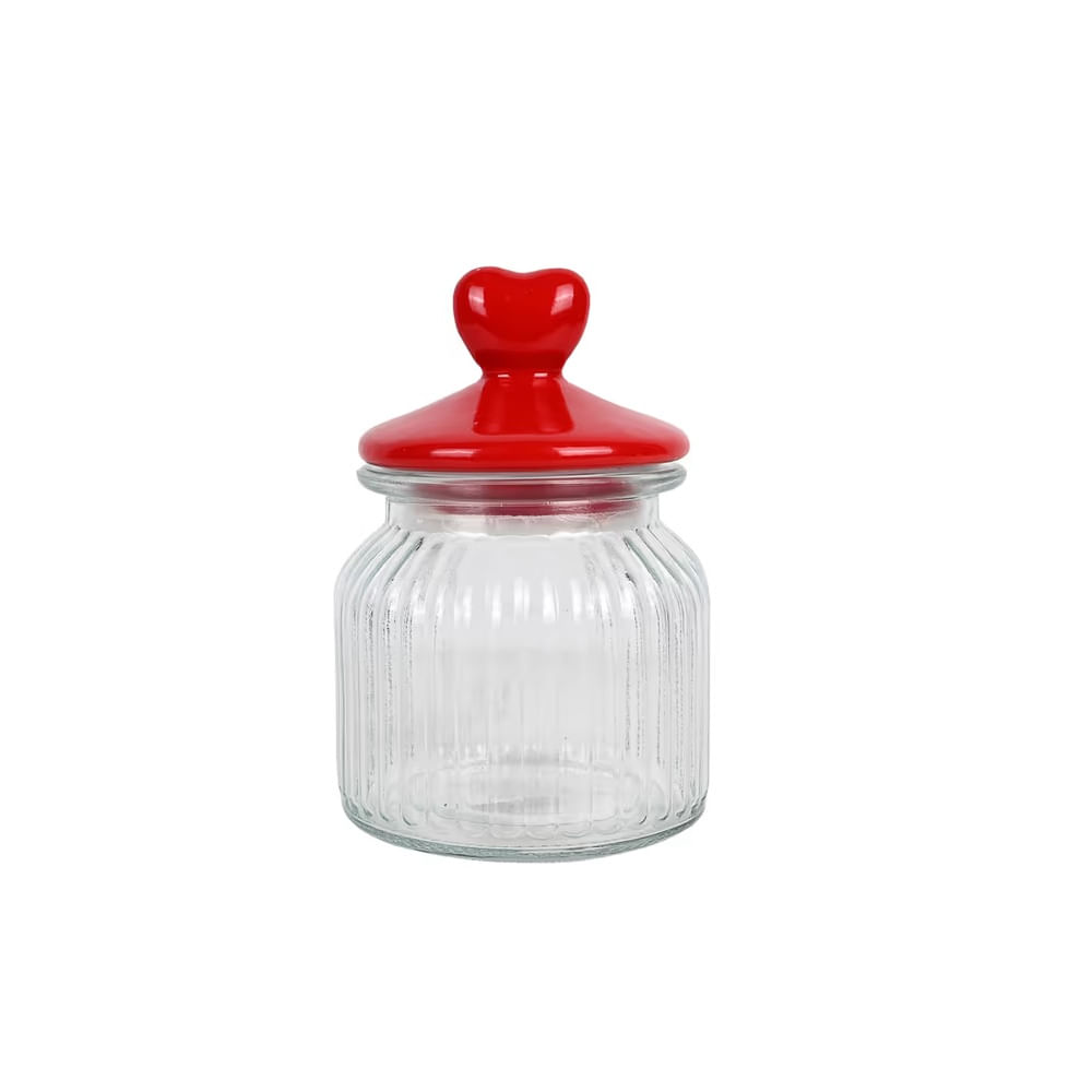 SAN VALENTIN - Envase de vidrio con tapa 650ml rojo