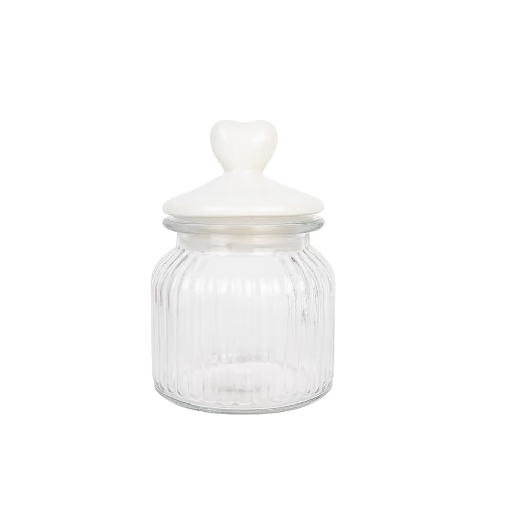 SAN VALENTIN - Envase de vidrio con tapa 650ml blanco