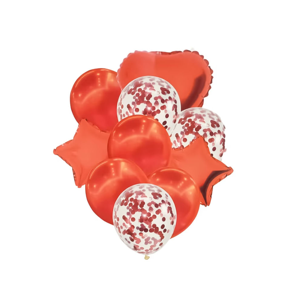 SAN VALENTIN - Globo latex y metalico rojo