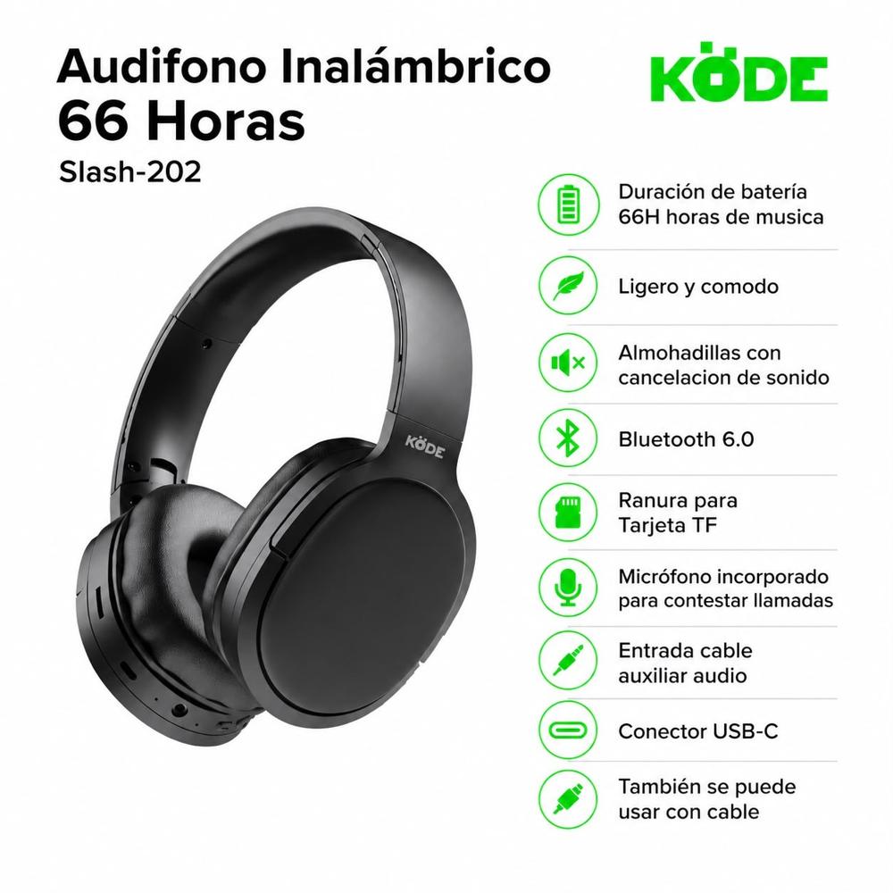 Audífonos Inalámbricos Bluetooth KODE Slash-202 66 Horas de Batería