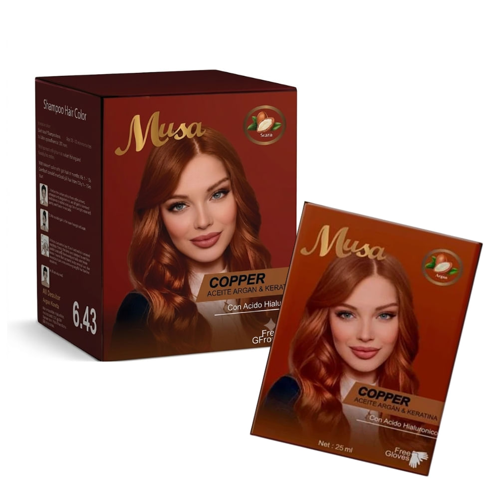 Musa Copper 6.43 Hair Color Shampoo Tinte Cabello