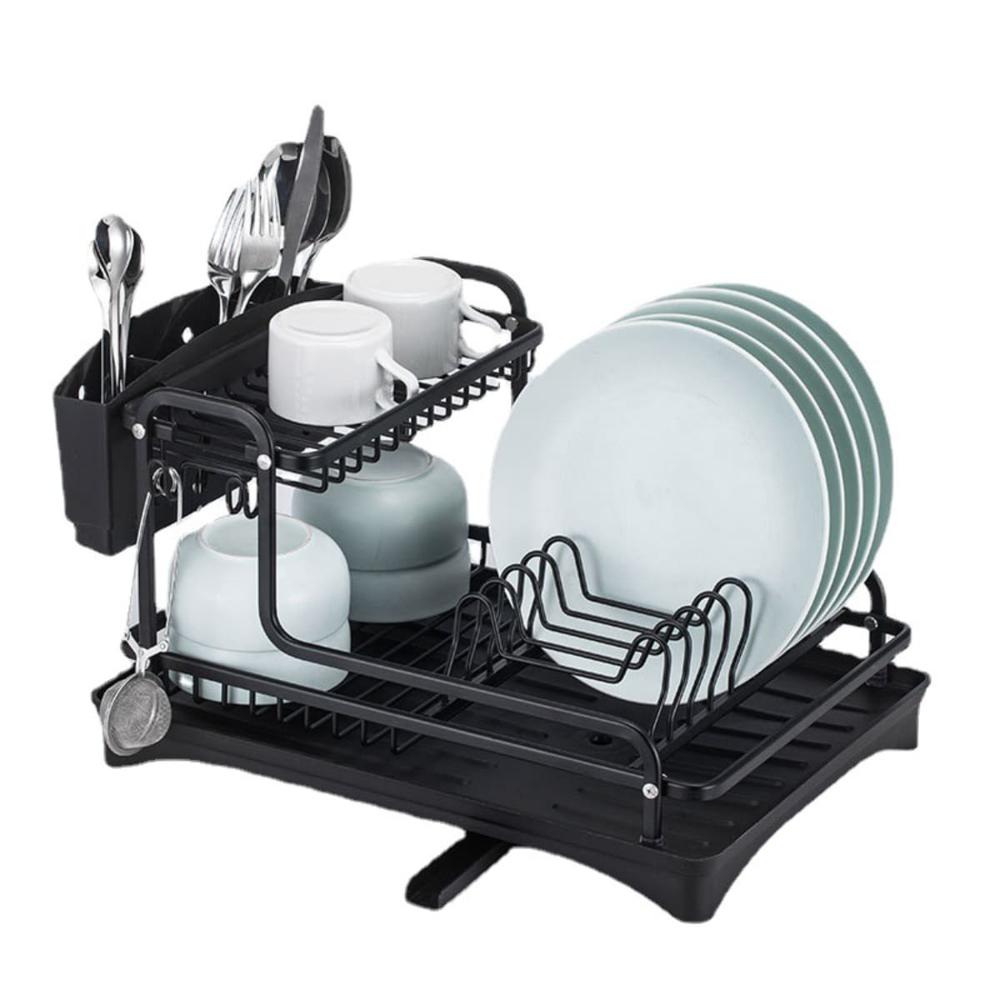 Escurridor De Platos De 2 Niveles De Aluminio Modelo 422 Negro  182NE01