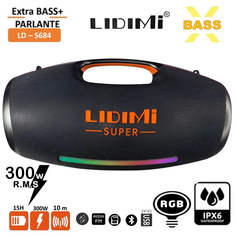 Parlante Bluetooth 300W Portátil Lidimi Super LD-s684 X-bass Negro
