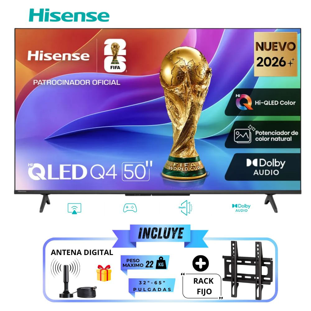 Televisor Hisense QLED 50 Full HD Smart Tv 50Q4SV -Rack Fijo