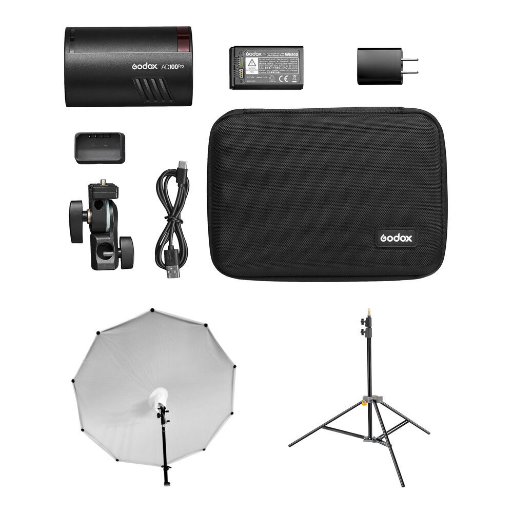 Godox AD100pro Flash Portátil 100Ws con Kit de Paraguas SoftLighter y Soporte
