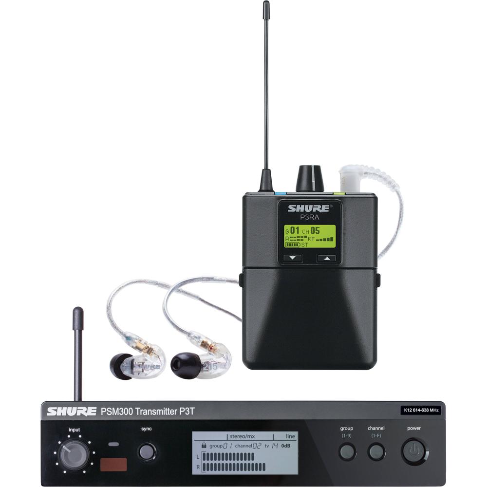 Shure PSM 300 Sistema de Monitoreo In-Ear Estéreo con IEM H20: 518-541 MHz, Audio Digital