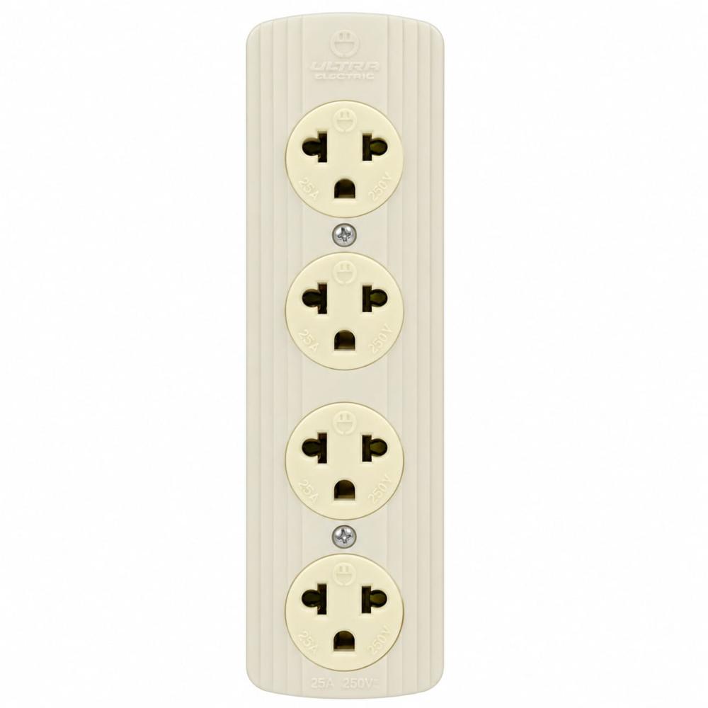 omacorriente Industrial Ultra Electric 4 Tomas 25A 250V Con Punto Tierra
