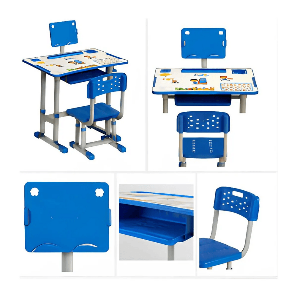 Escritorio Infantil Niños Silla Ajustable Estudio Moderno Dormitorio Sala Color Azul