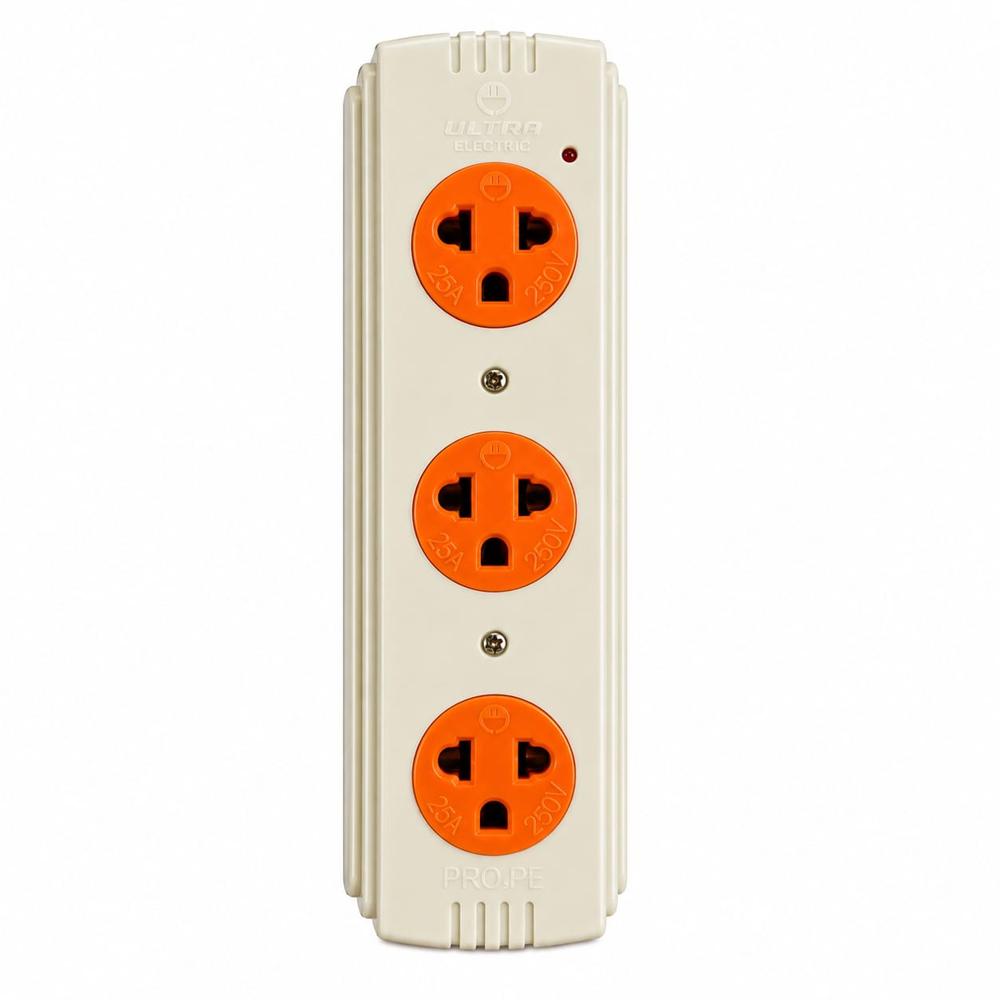 Tomacorriente Industrial Ultra Eléctricos 3 Tomas 25A 250V Con Punto Tierra