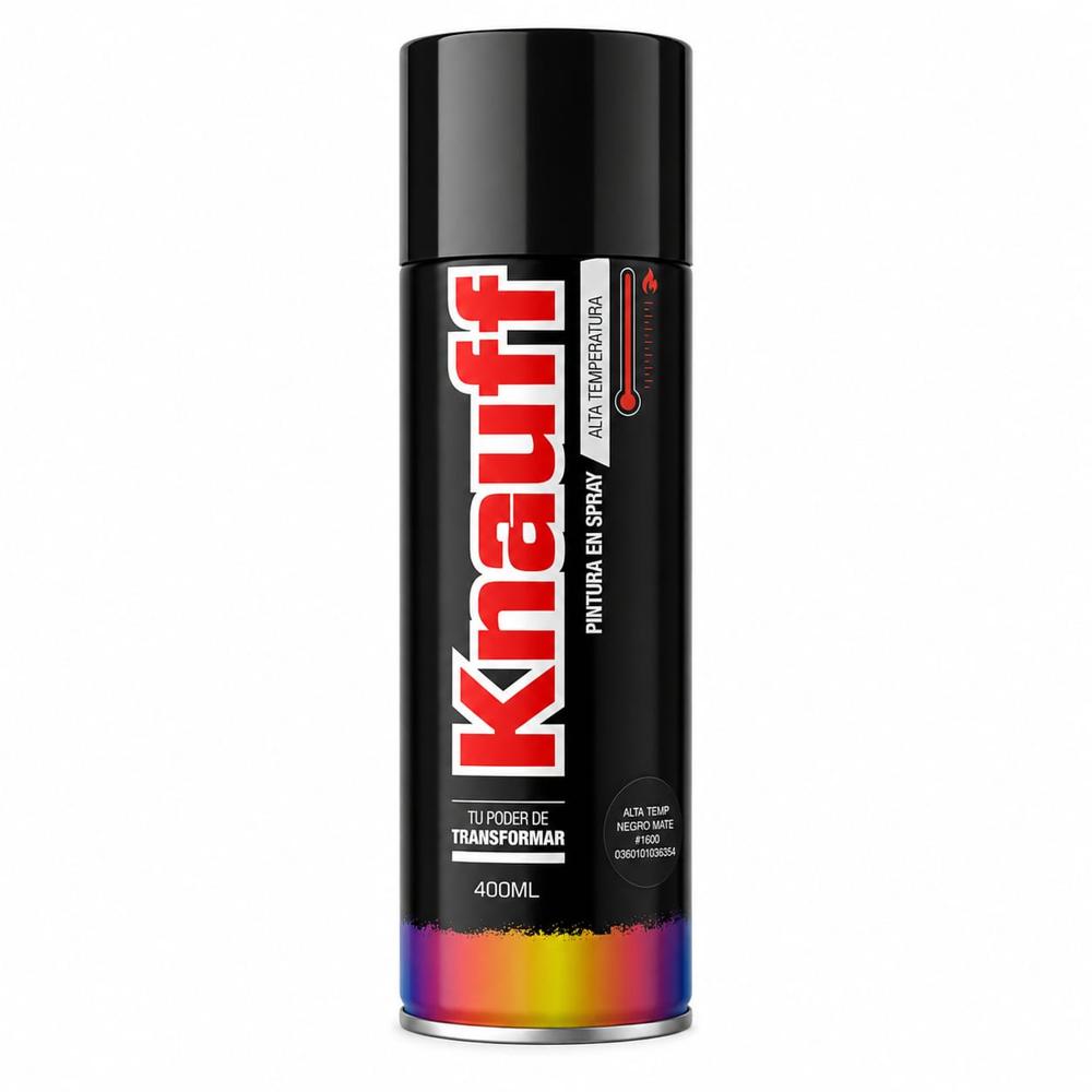 Pintura En Spray Knauff Alta Temperatura 400 ml Negro Mate 600 Grados