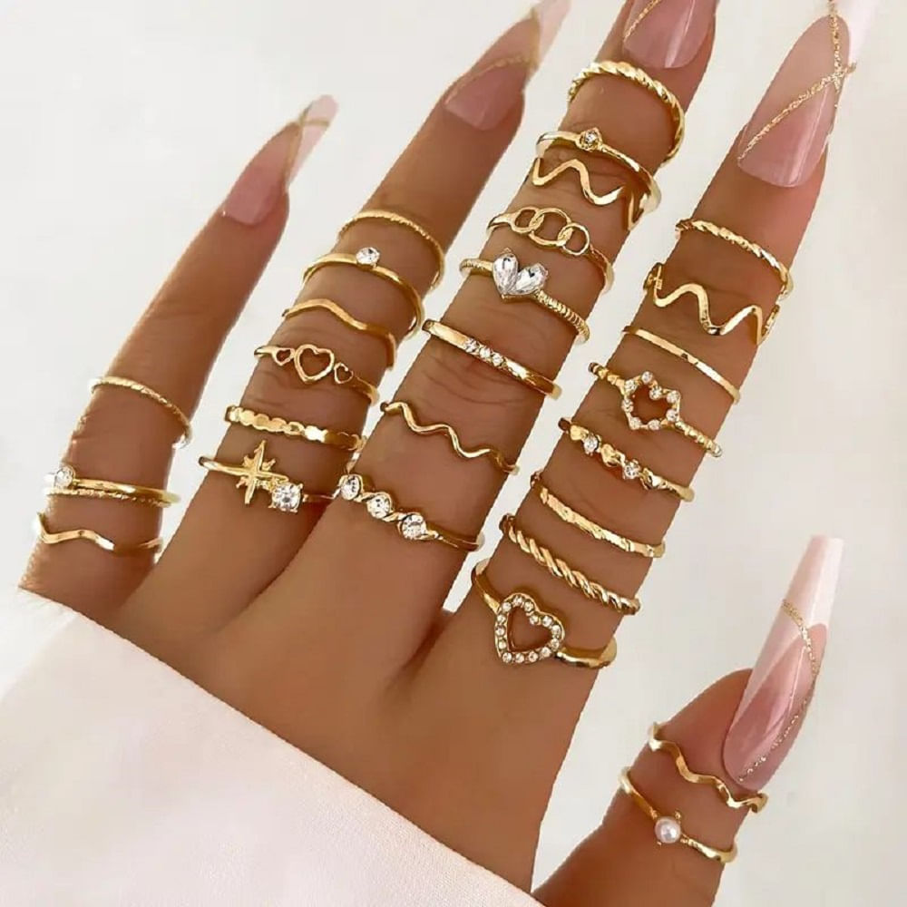 CONJUNTO DE ANILLOS DE MUJER ELEGANTES  20 PIEZAS