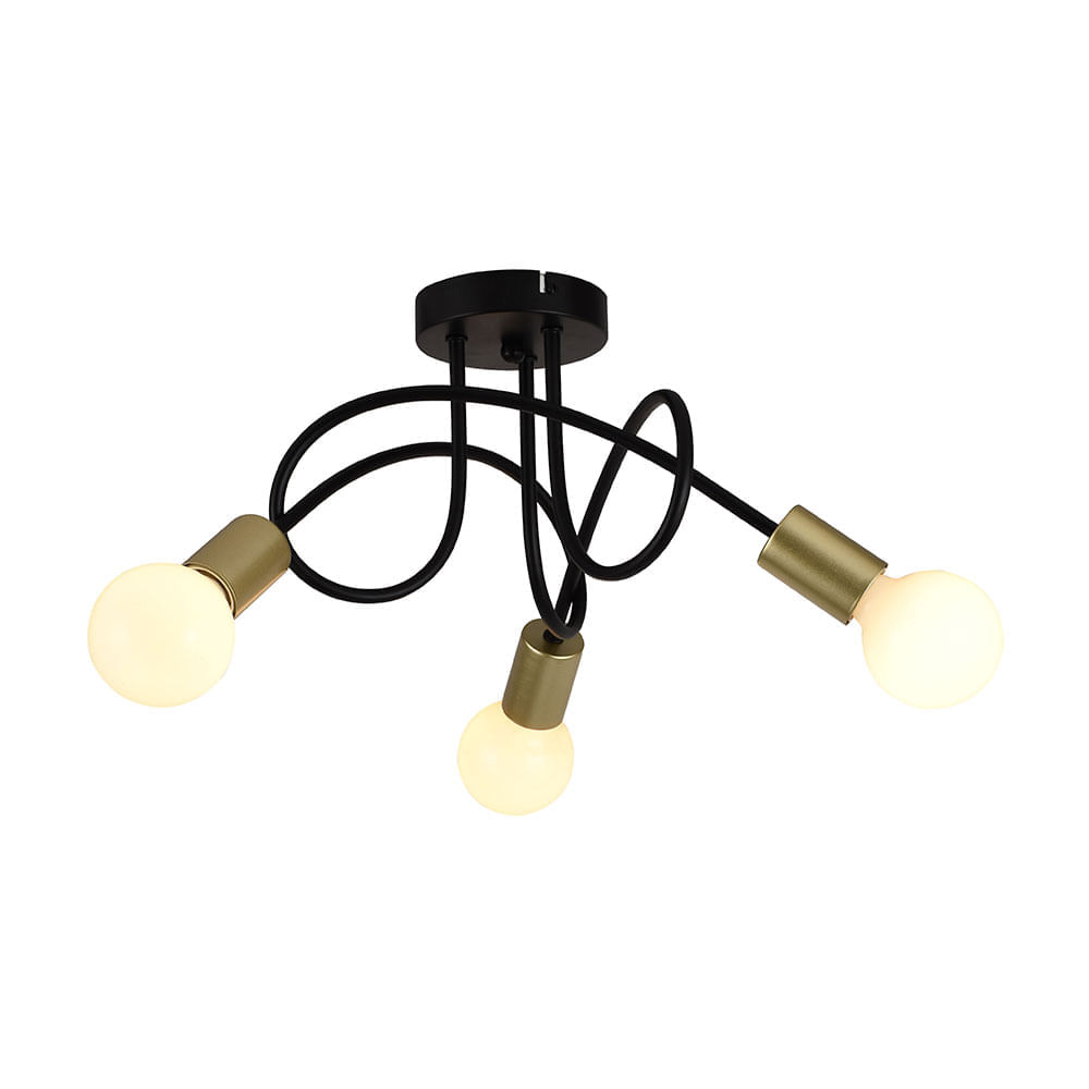 Lámpara Colgante Nudo Lightech Negro y Dorado de Metal 40W E27
