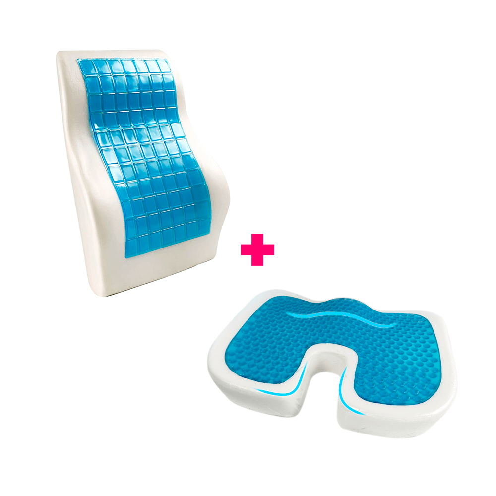 Cojin para Asiento más Respaldar Lumbar  Material Memory Foam con Gel Tech