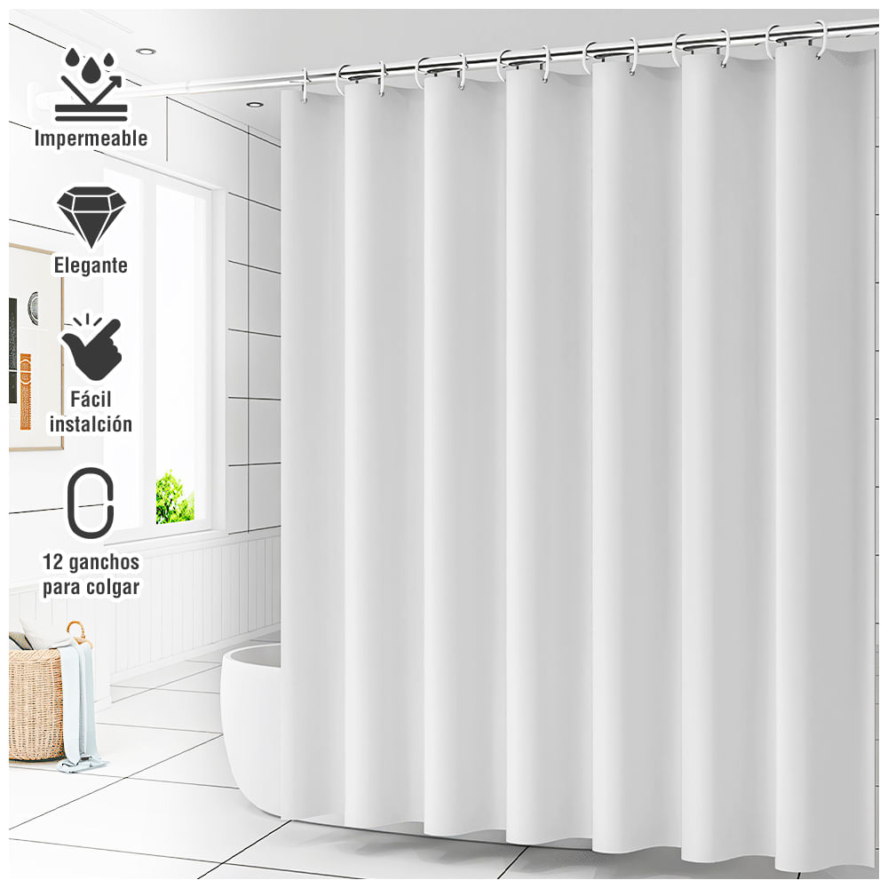 Cortina de Baño Impermeable Premium 180x180 Blanco U88