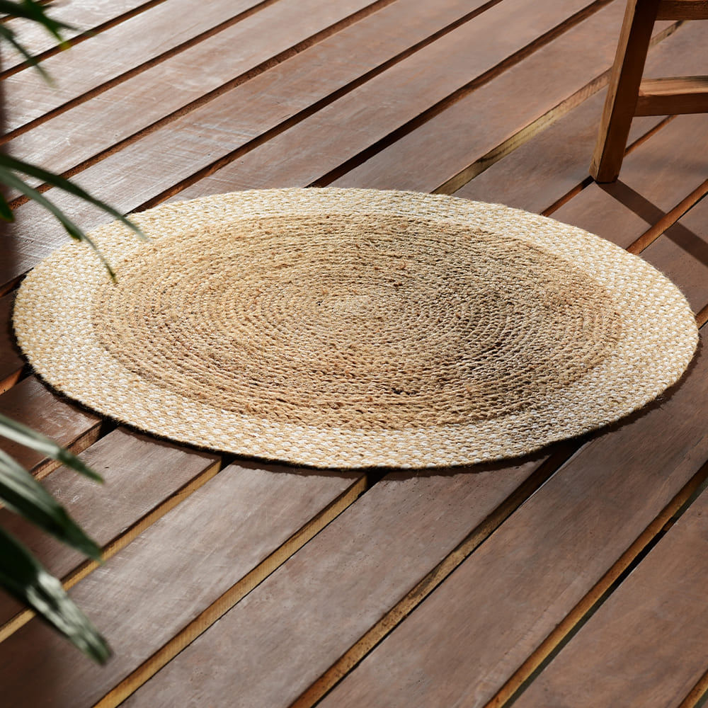 Alfombra de exterior trenzado redondo 90cm Orange