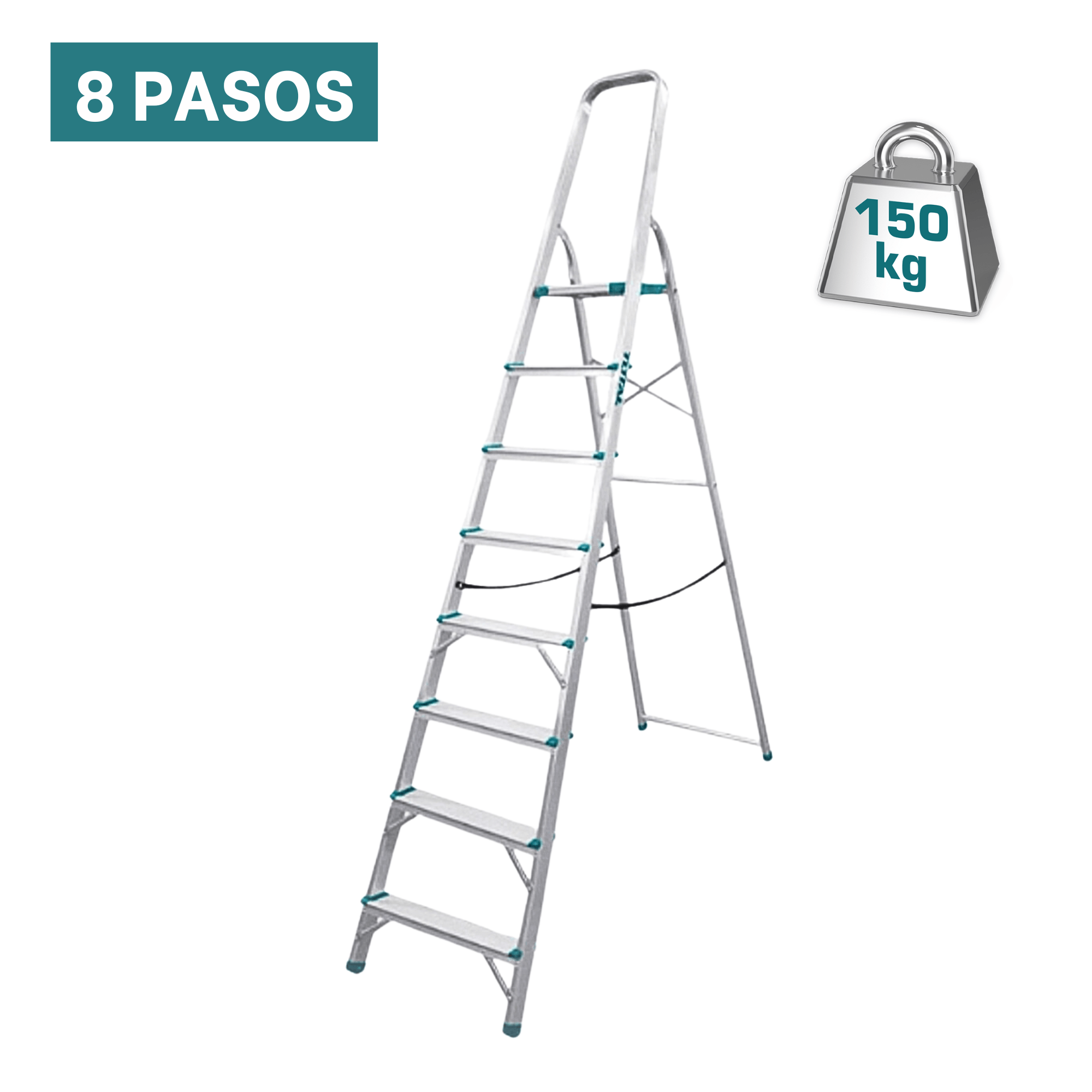 Escalera Tubular 8 Peldaños soporta 150kg Total THLAD06081
