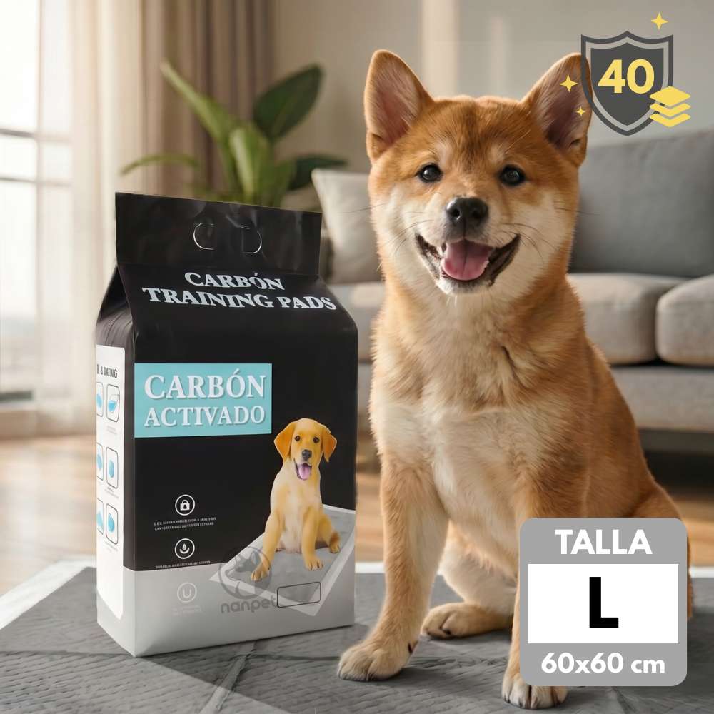 Pañal Piso Carbon Perros 60x60cm Talla L 40und NANPET