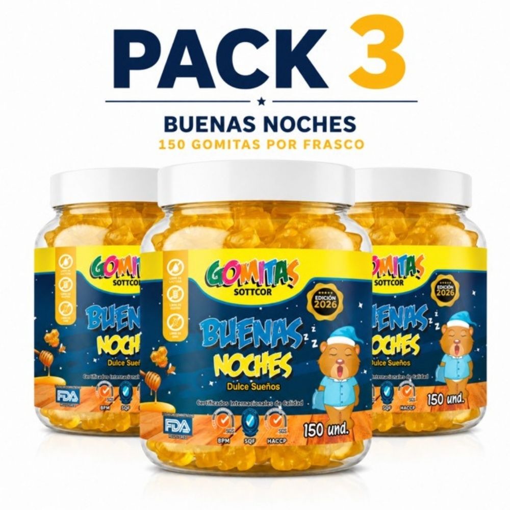 PACK 3 GOMITAS BUENAS NOCHES NIÑOS PARA ADULTOS 450 GOMITAS SOTTCOR LABS