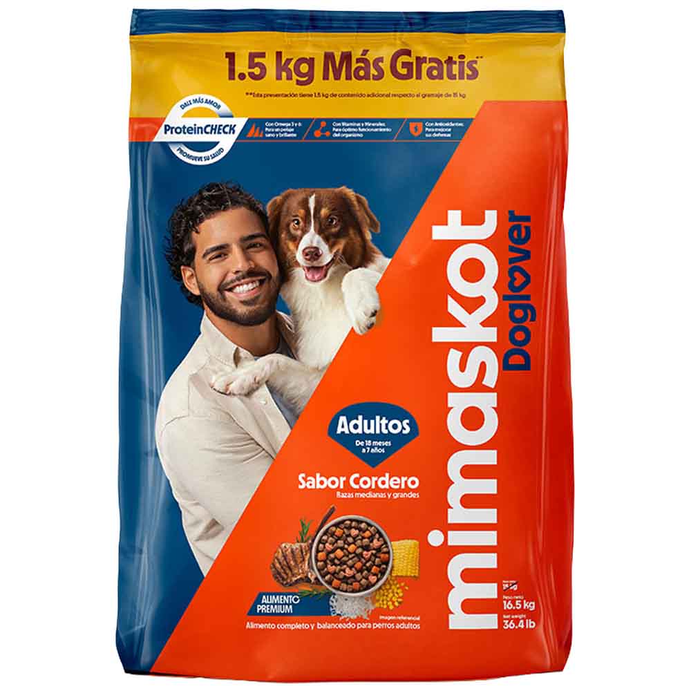 Alimento para Perro MIMASKOT Adulto Raza Mediana 15Kg + 1.5Kg