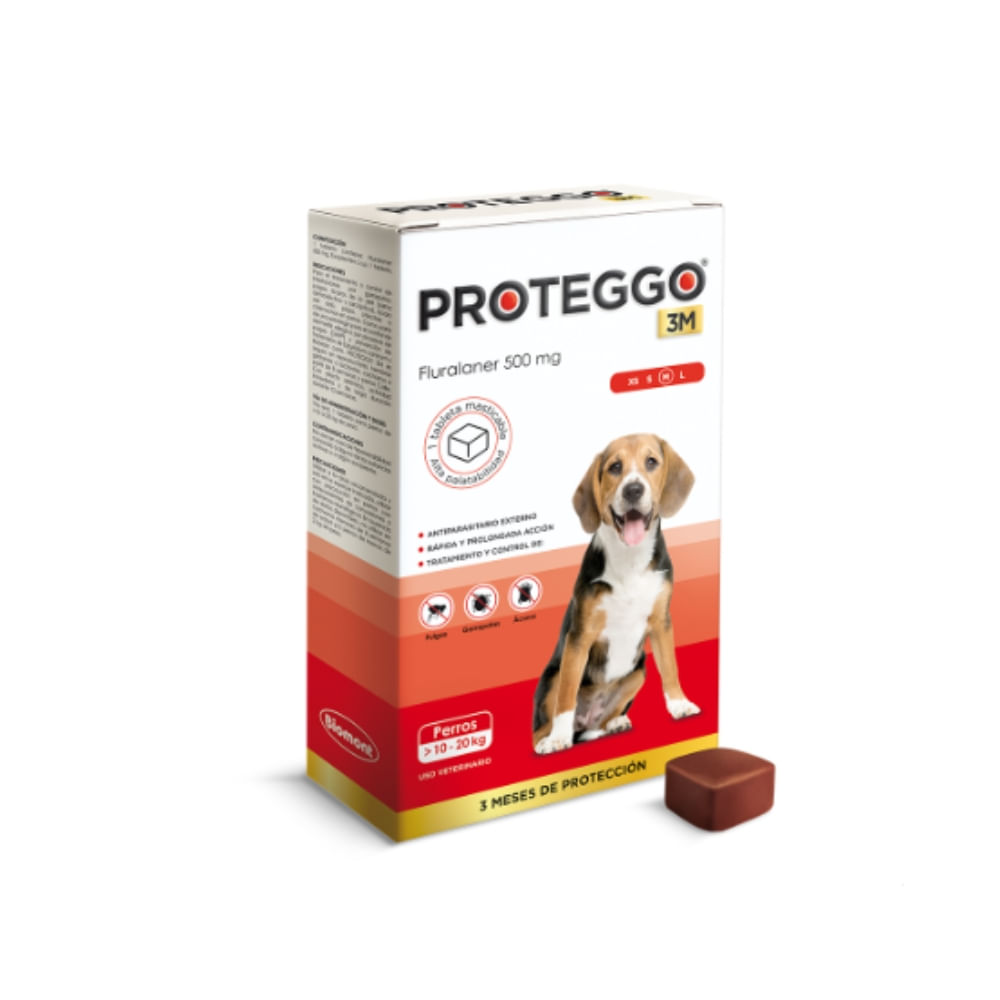 Antipulgas para Perros Proteggo 3M de 10 a 20 Kg x 1 Tableta