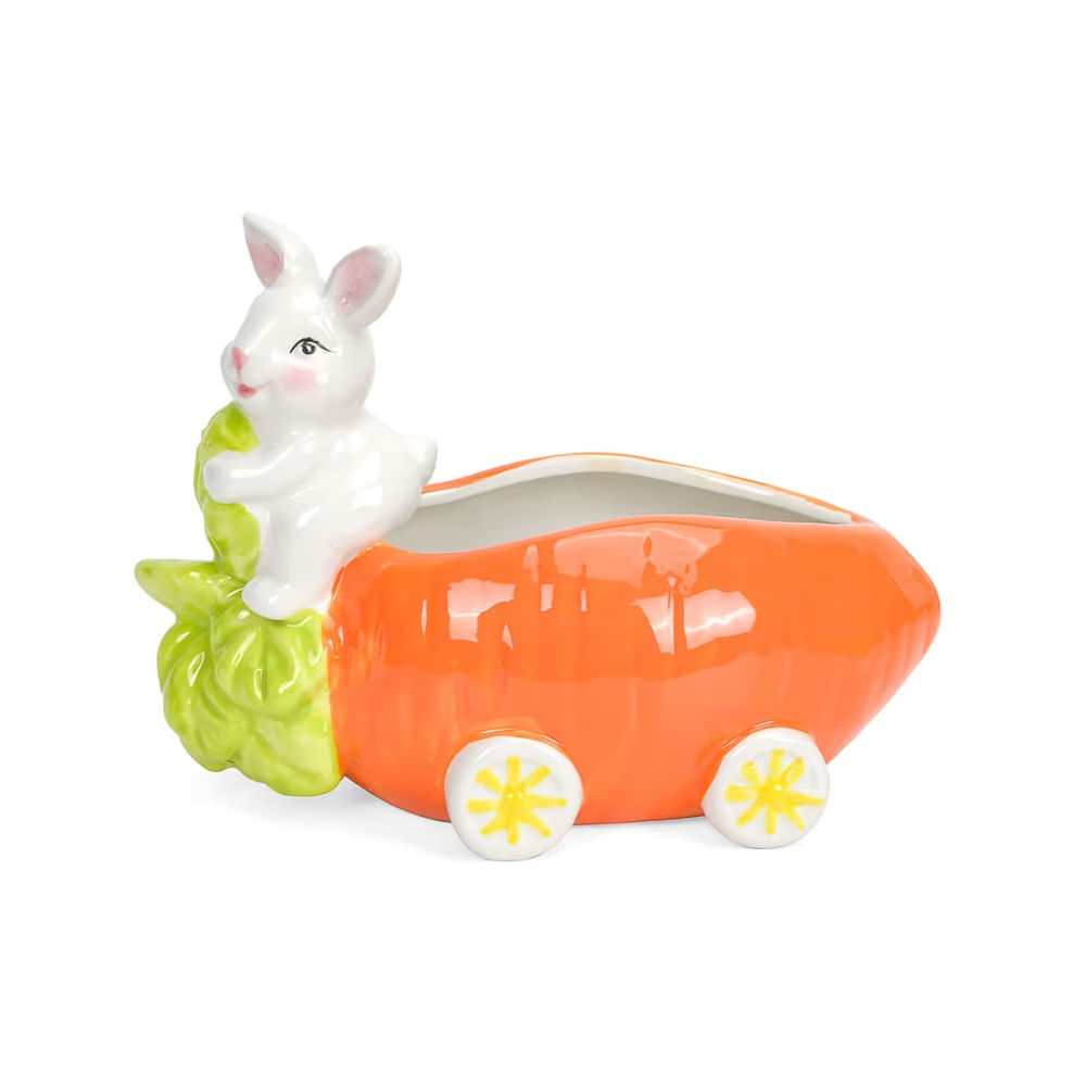 PASCUA - Adorno de porcelana diseño conejo y zanahoria