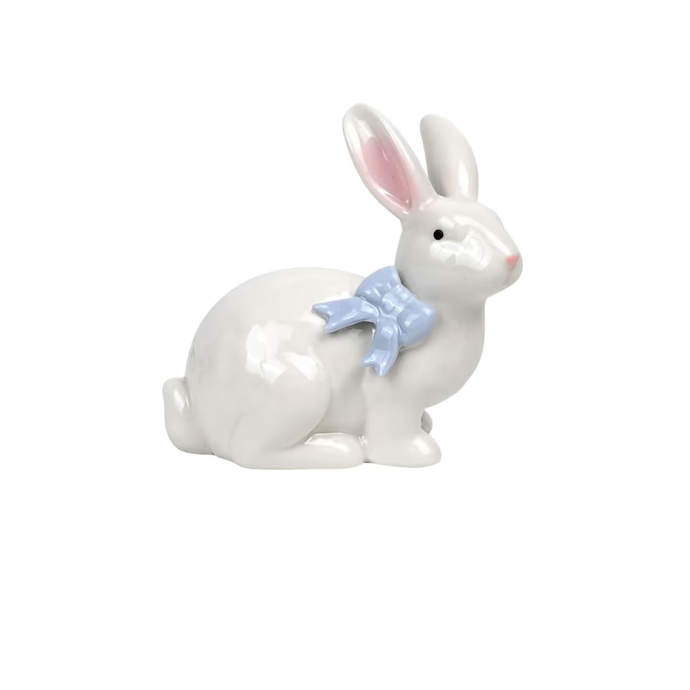 PASCUA - Conejo decorativo de porcelana acostado