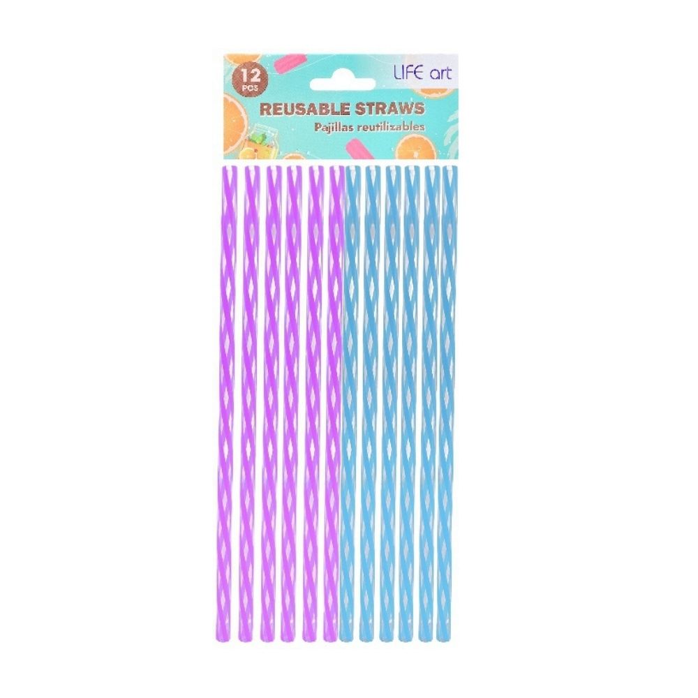 12 Piezas Sorbetes Lila/Celeste 22cm Life Art
