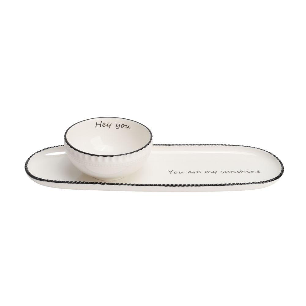 Set Bowl + Plato Porcelana Atmosfera