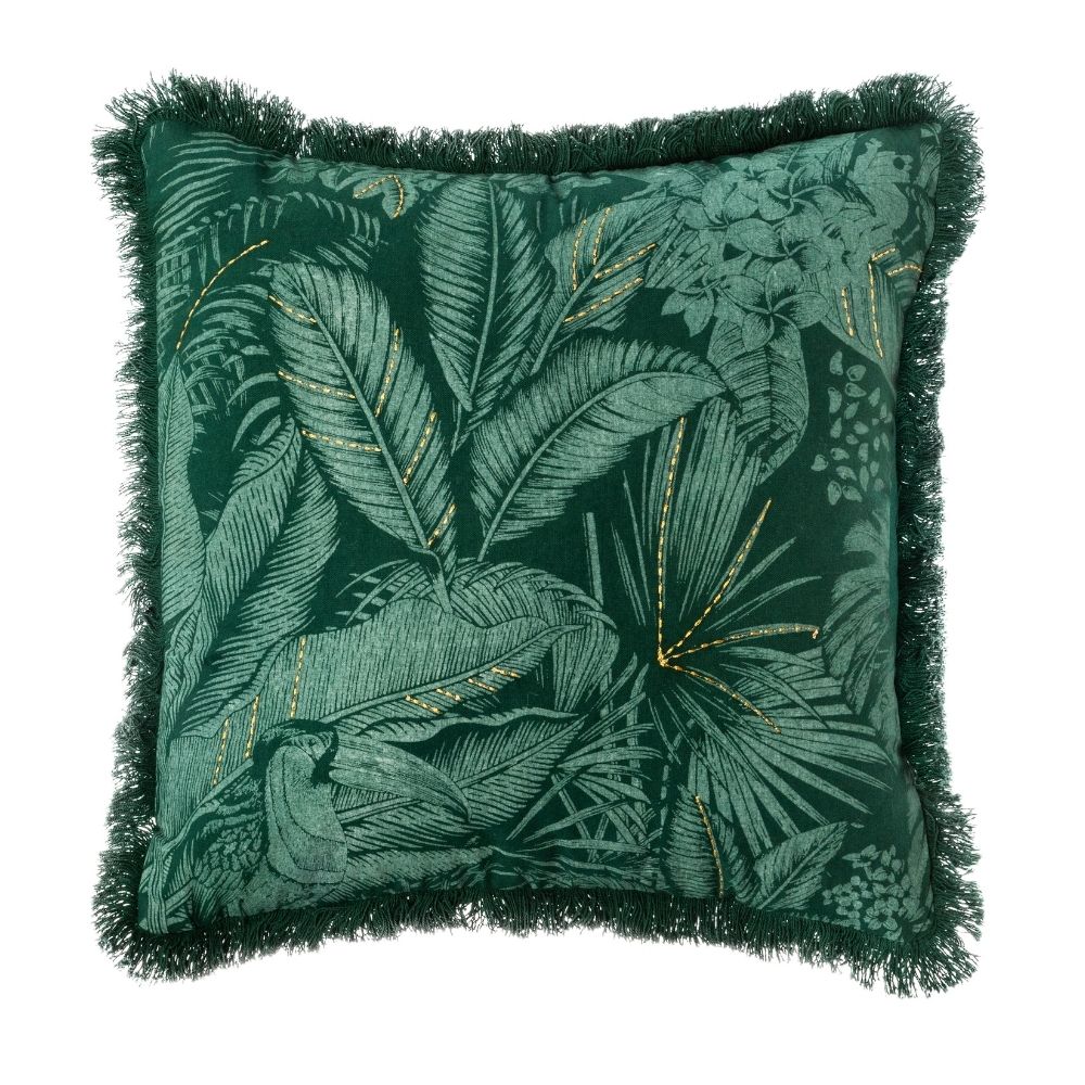 Funda de Cojín Jungla Bordada Reversible 40x40cm Orange