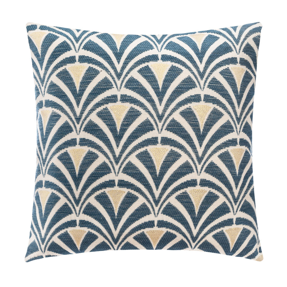 Funda de Cojín Chenilla Art Déco Azul 40x40cm Orange