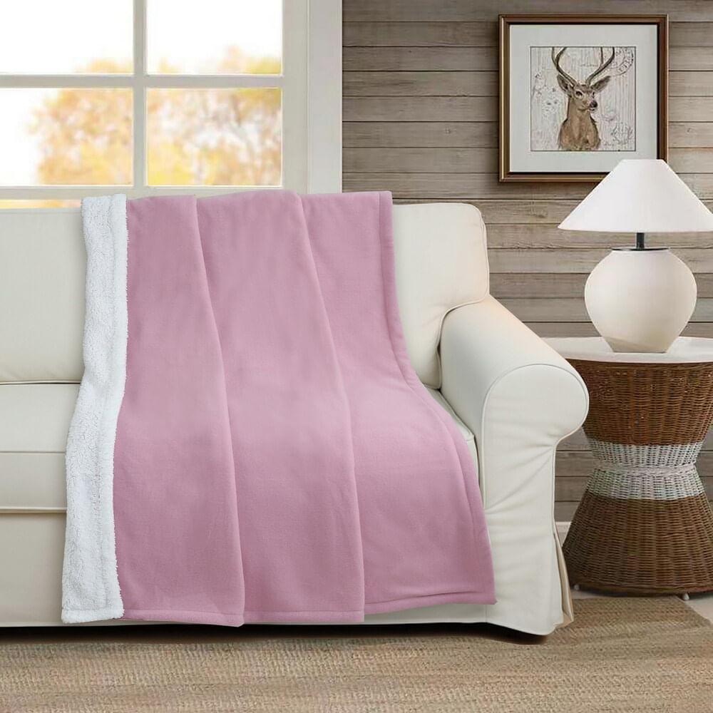 Manta Sherpa Comfort 120x150cm Rosa Atardecer
