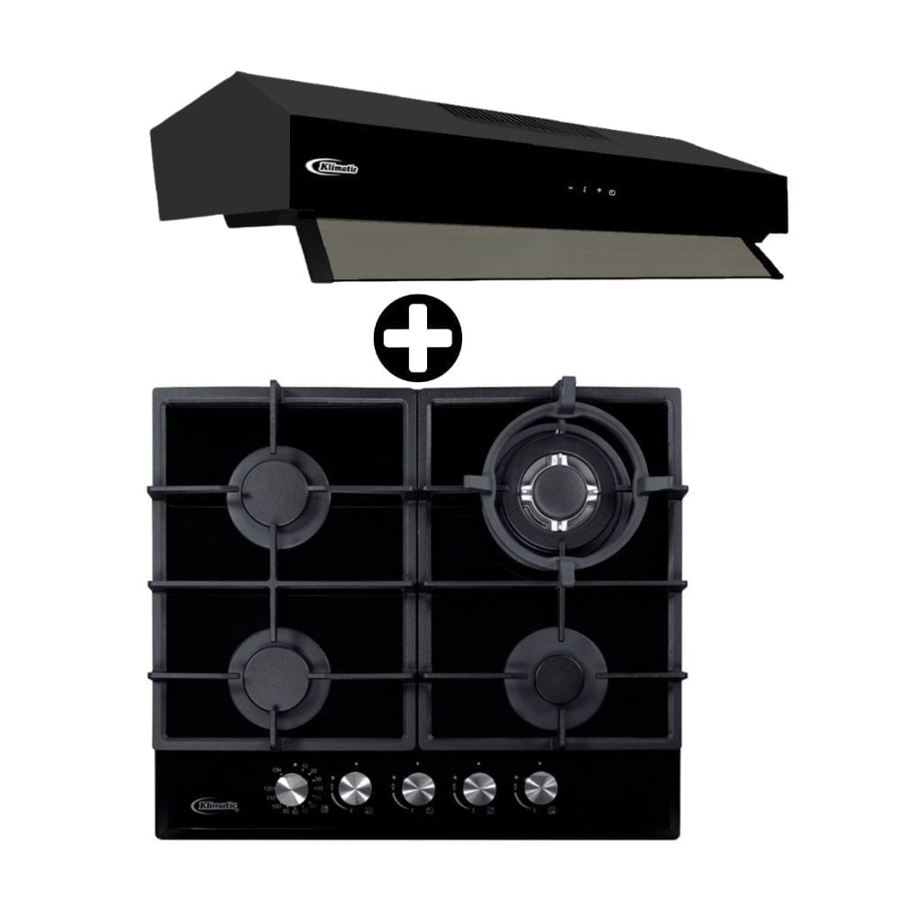 COMBO Klimatic: Cocina Empotrable Aosta 60 Negra 60cm + Campana Extractora Marken 60cm