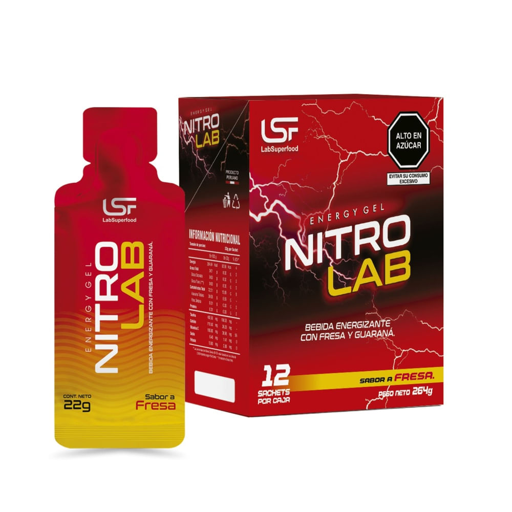ENERGIZANTE  EN GEL NITROLAB CAJA X 12 SACHETS - CADA SACHET 30GR