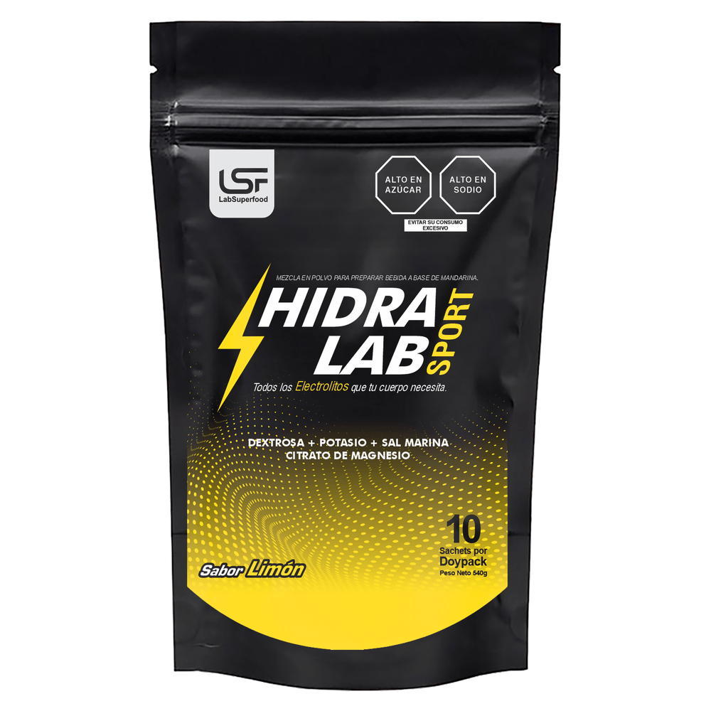 HIDRA LAB (REHIDRATANTE PARA DEPORTISTAS - ALTO EN ELECTROLITOS)DOYPACK X 10 SACH - SABOR LIMON