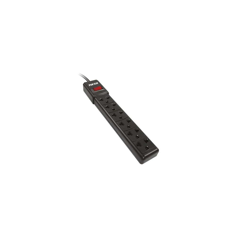 Regleta Eléctrica 6 Tomas Negra Cable 90cm Multitoma Protector Hogar Oficina FZ-FPS-001B