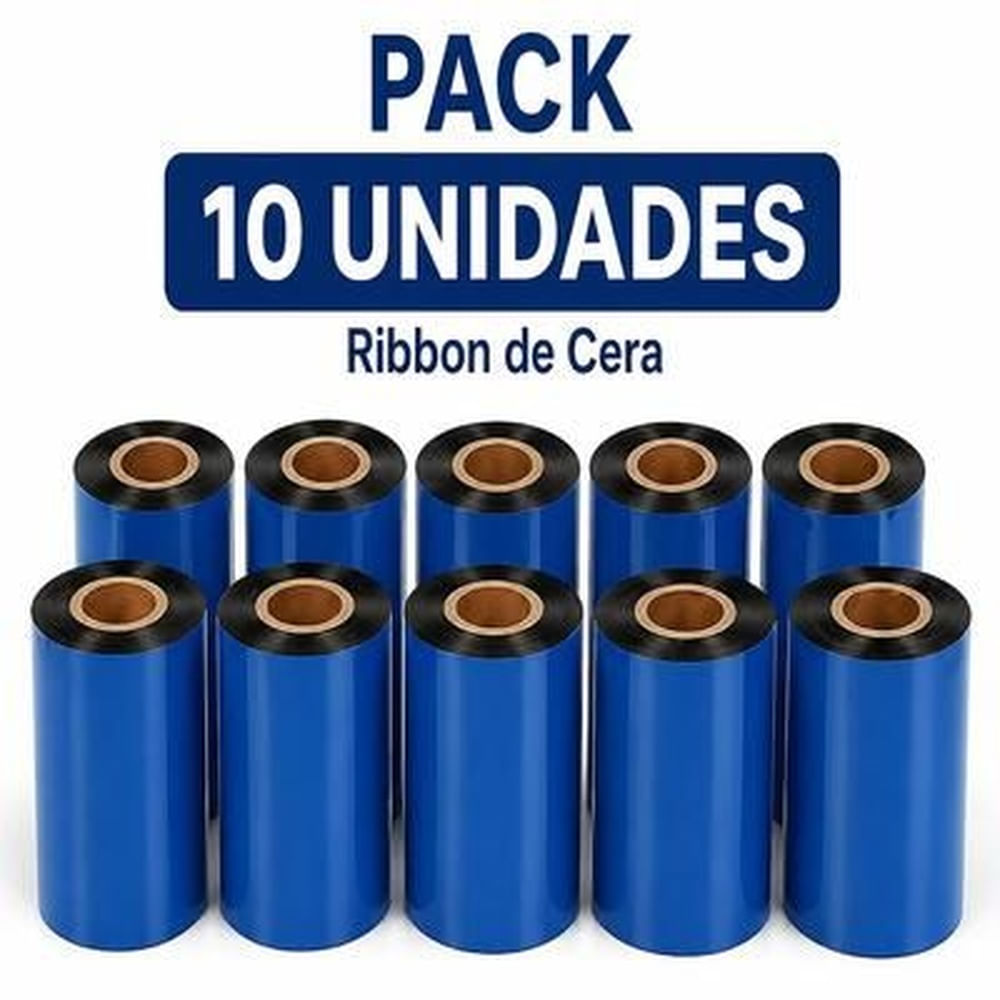 Pack 10 Ribbon de Cera 110mm x 300mts para Etiquetas y Código de Barras - Alto Rendimiento