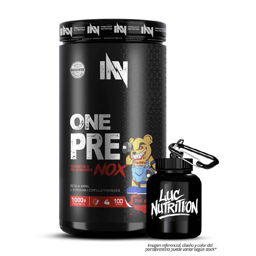 One Pre Nox 1 kg con Portaproteína - Pre entreno Innovate Nutrition - Fruit Punch