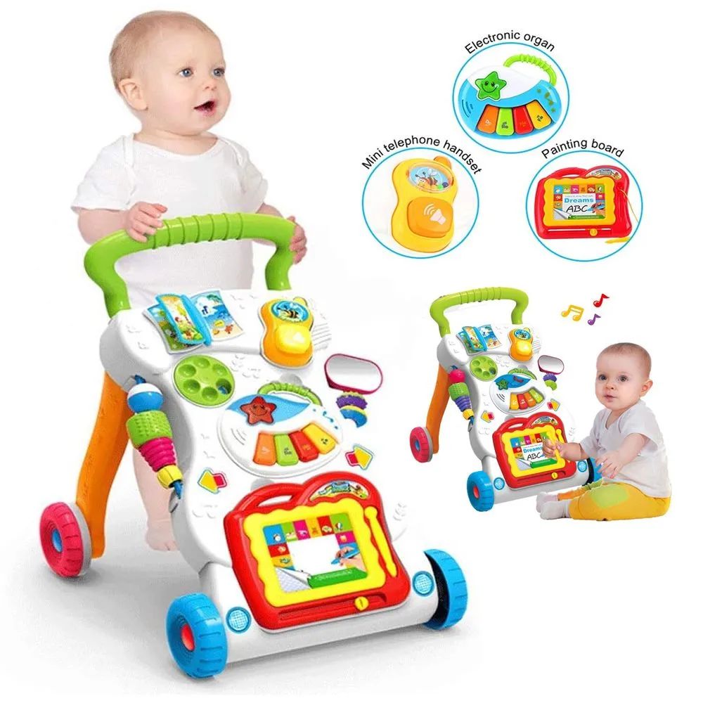Caminadora Musical para Bebés Huanger con Pizarra y Piano Multifuncional Music Walker