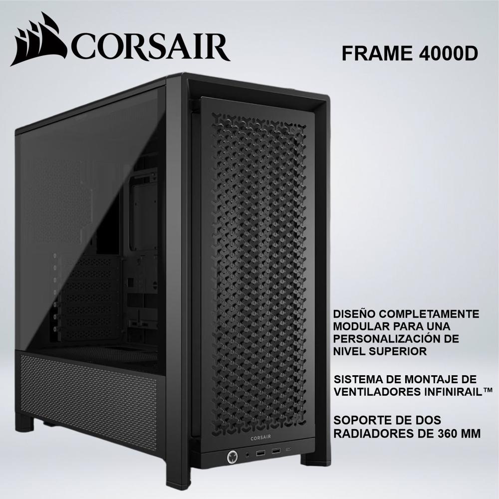 CASE CORSAIR MID TOWER FRAME 4000D NEGRO COMPLETAMENTE MODULAR