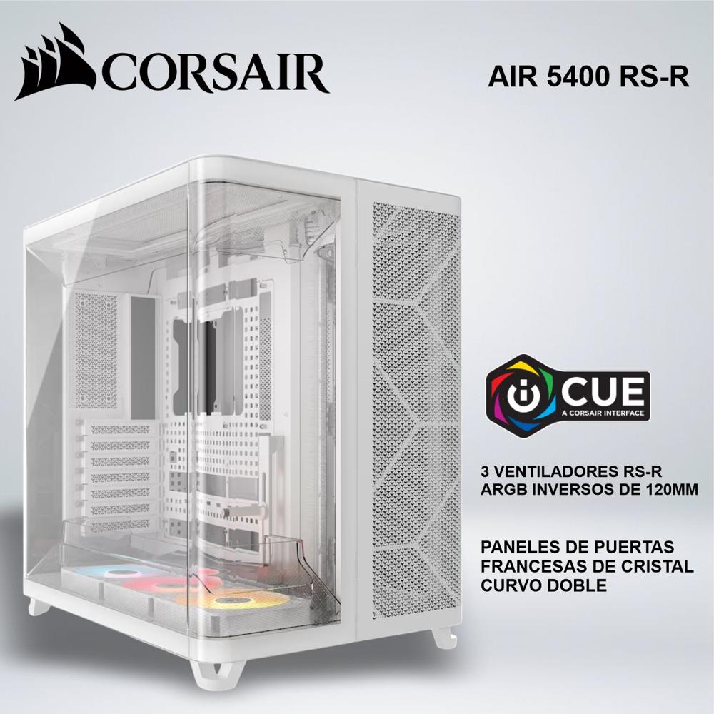 CASE CORSAIR AIR 5400 RS-R BLANCO PANELES TIPO PUERTA FRANCESA VENTILADORES RS-R ARGB