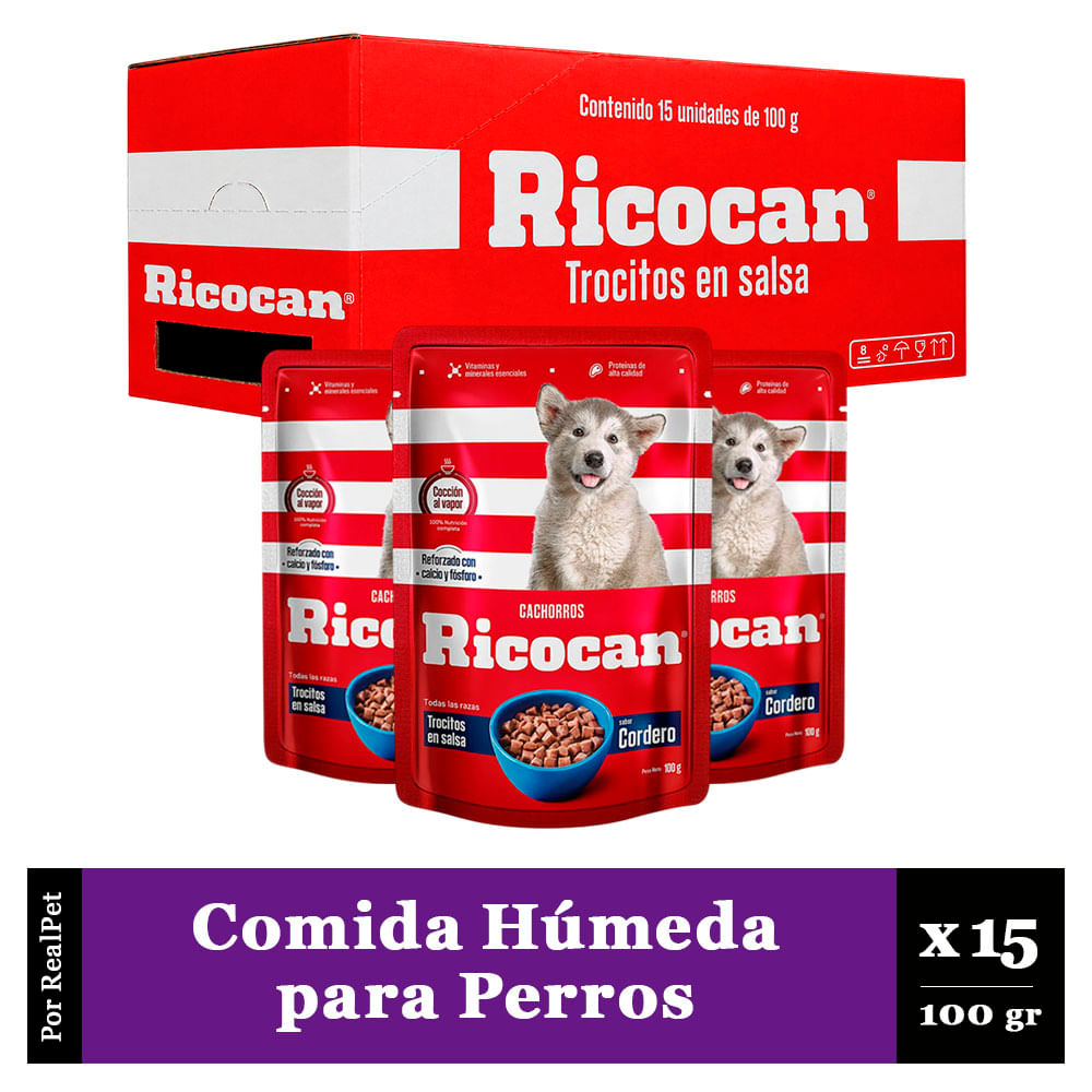 Pack x15 Comida Húmeda de Cachorro Ricocan Cordero 100gr