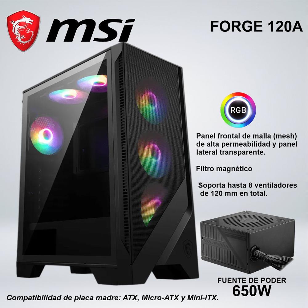 CASE MID TOWER MSI FORGE 120A FUENTE DE PODER DE 650W